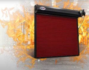 Red Roll Up Door with Fire Around It in Cleveland, Chesterland, Mentor, OH, Painesville, Solon